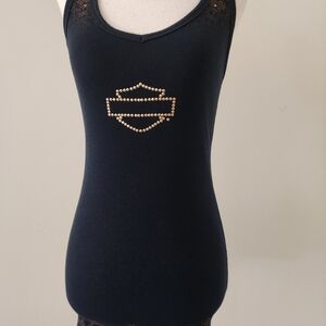 Harley-Davidson Black Tank Top with Gold Emblem